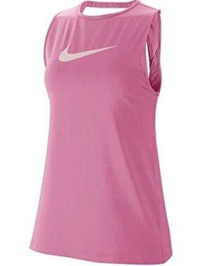 Nike Women's Pro Dri-fit Open-Back Tank Top Ink Size Small Pink